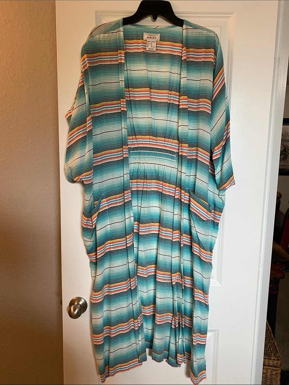 Ariat Teal Multicolor Striped Kimono Duster